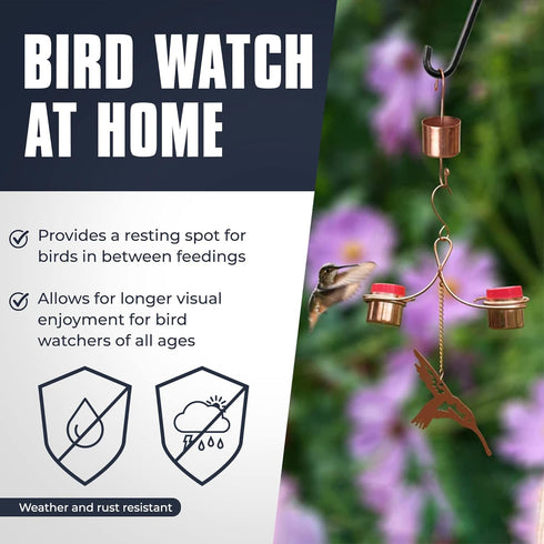 Monarch Abode 19046 Handcrafted Double Hanging Hummingbird Feeder with Metal Hummingbird Ornament Outdoor Decor for Garden Backyard Patio and Deck...