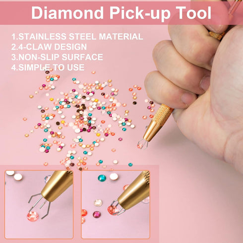 ANCIRS Stainless Steel 4-Claw Pick up Tool for Small Parts Pickup, 4 Prongs Grabber for Tiny Objects in Home, Office - IC Chip, Electronic Compone...