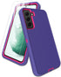 for Samsung Galaxy S21 Plus 5G Phone Case, with Screen Protector, Dust-Proof Port Cover, Full-Body Non-Slip Silicone Rubber Covered, Military Grad...