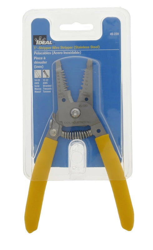 IDEAL Electrical 45-220 T-Stripper Wire Stripper, Stainless Steel, 10-20 AWG Solid, 12-22 AWG Stranded...