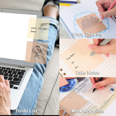 EOOUT Transparent Sticky Notes, 6 Pack 3x3 Inch Clear Sticky Pads Morandi See Through Notes for Book Study Aesthetic Office School Supplies, 300 S...