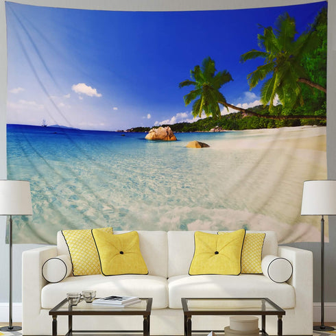 Racunbula Ocean Beach Tapestry Wall Hanging Tropic Paradise Beach Tapestry Coconut Tree Tapestries Hippie Bohemian Tapestries Palm Tree Wall Art P...
