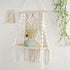 Macrame Wall Hanging Plant Decor Shelf Indoor Outdoor Floating Wood shelve Decorative Hand Made Rope Boho Shelving for Plants...