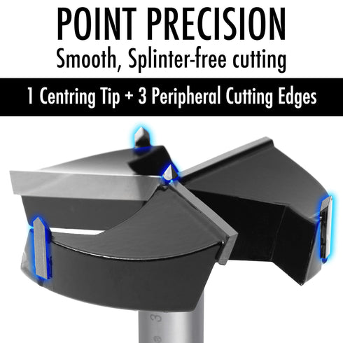 1-3/4 Inch Forstner Drill Bit, Triple-Flute Carbide Tipped Forstner Bit for Hard Wood, Soft Wood, Veneered Plywood, Plastic, Drilling Hole Saw Woo...