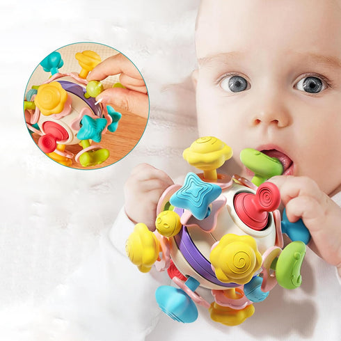 Baby Sensory Toys - Teething Montessori Toys for Babies, Infant Teethers Toys, Baby Rattle Chew Toys 0-3-6-12 to 18 Months, Gifts for Newborn Boys...
