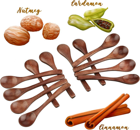 Patelai 12 Pcs Small Wooden Spoons 5 Inch Honey Spoons for Tea Mini Wood Tasting Spoons for Cooking Little Tiny Wooden Eating Serving Spoons for D...