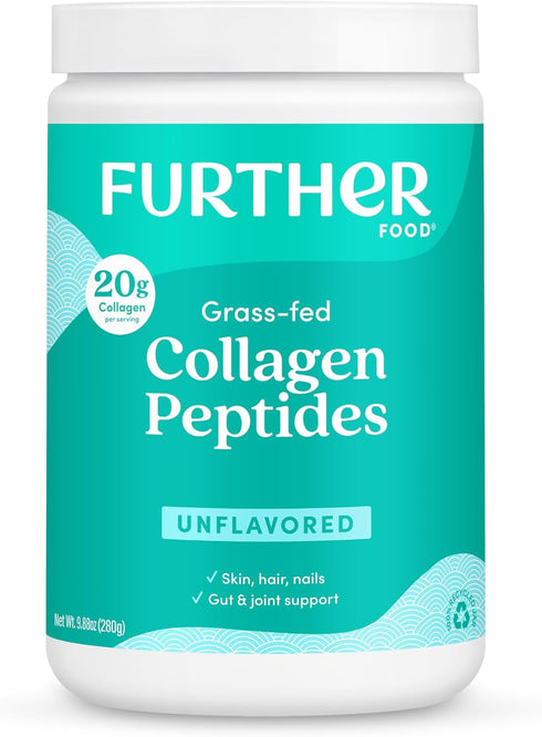 Further Food Unflavored Collagen Peptides Powder, Grass-Fed Pasture-Raised Hydrolyzed Type 1 & 3 Protein, Gut Health + Joint, Hair, Skin, Nails, P...