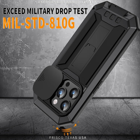 Phone Case for iPhone 15 Pro Max Case with Screen Protector Military Grade Protective Heavy Duty Full Body Cover Metal Bumper Stand Silicone Shock...