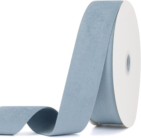 Dusty Blue Velvet Ribbon 1-1/2 Inch x 20Yd,Double Faced Premium Velvet Ribbon for Gift Wrapping Handmade Crafts Bow Making,Christmas and Wedding D...