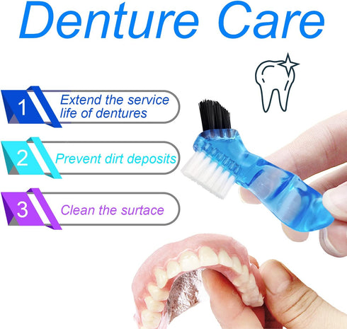 Dental Retainer Cup Holder Mouthguard Cleaning Case with Strainer Basket, Denture Bath Box Storage Cup Holder for Travel Cleaning - Dark Blue...