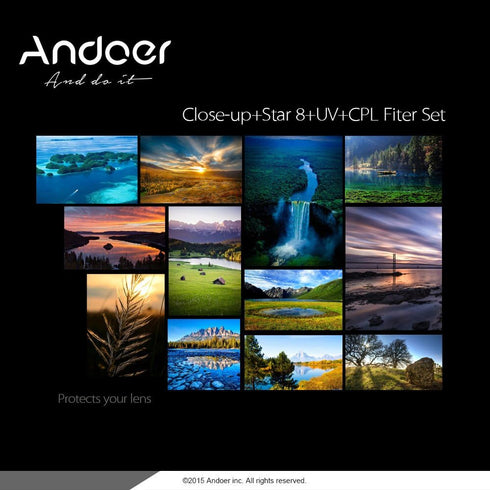 Andoer 52mm CPL+Close-Up+4 +Star 8-Point Filter Circular Filter Kit Circular Polarizer Filter Macro Close-Up Star 8-Point Filter with Bag for Niko...