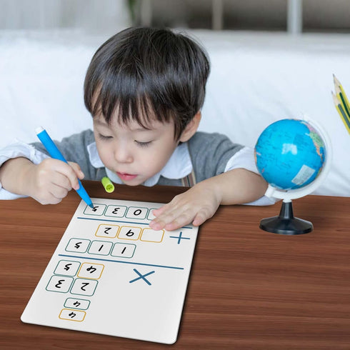 Dry Erase Long Multiplication Practice White Board, 8" x 12" Double Sided 2-digits Multiplication Board with a 4" x 2.5" Multiplication Chart Boar...