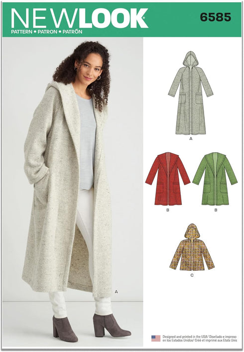 New Look Misses' Coat with Hood Sewing Pattern Packet, Design Code S9129, Sizes XS-S-M-L-XL, Multicolor...