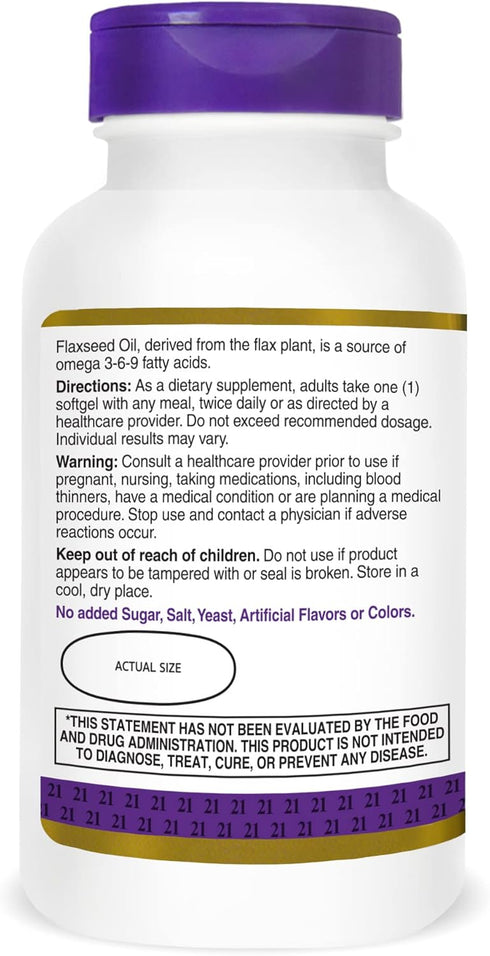 21st Century Flaxseed Oil 1000 Mg Softgels, 120-Count (22871)...