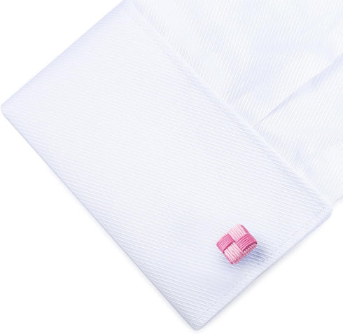 HONEY BEAR Silk Knot Cufflinks Fabric for Mens/Women Shirt/Dress, for Business Wedding Gift, Square Shape...