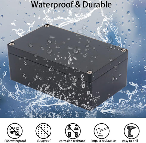 Project Box IP65 Waterproof Junction Box ABS Plastic Black Electrical Boxes DIY Electronic Project Case Power Enclosure 6.3x4.33x3.54 inch (160x11...