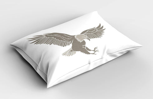 Lunarable Eagle Pillow Sham, Bald American Avian Animal of Freedom an Liberty of USA National Bird, Decorative Standard King Size Printed Pillowca...