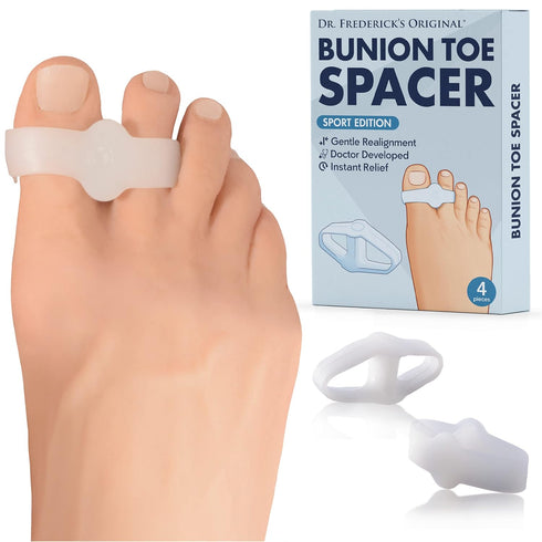 Dr. Frederick's Original Sport Bunion Toe Spacer Set - 4Pcs - Soft Gel Splints - One Size Fits All - Fast Relief - Wear with Shoes - for Men & Wom...