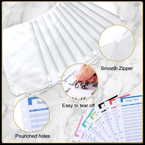 32 Pcs Budget Binder A6 Money Organizer Budget Binder with Zipper Envelope Budget Planner for Cash Budget Money Bill Organizer Expense Budget Shee...