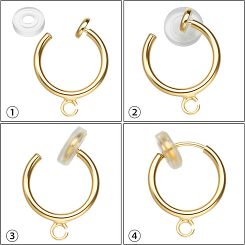 30 Sets Clip-on Earring Converters Non-Pierced Earring Components Findings Dangle Ear Clips with Easy Open Loop and Silicone Pads for Daily Access...