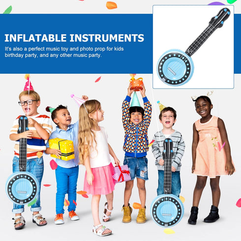 Beach 3pcs Inflatable Rock Star 80s 90s Party Decorations Inflatable Party Props Musical Instrument Blow up Banjo Carnival Party Favors Kids...