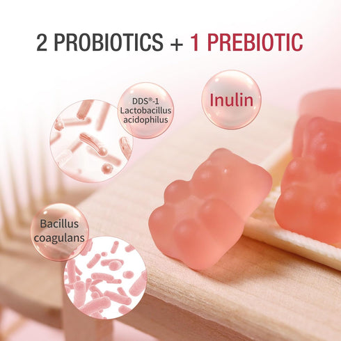 Unichi Pre & Probiotics Gummy, 60+ Billion Probiotics Combined with Prebiotic for Digestive Wellness and Inner Balance, NON-GMO, Yogurt Flavour, 6...