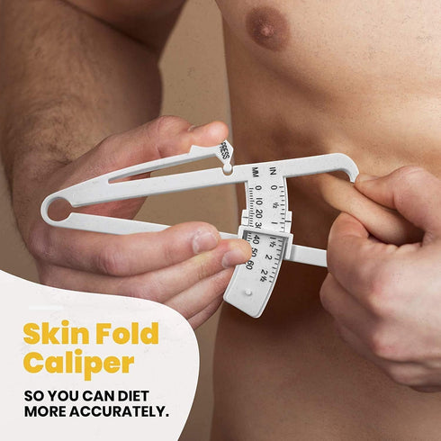 Skinfold Body Fat Caliper - Skin Fold Body Fat Analyzer and Handheld BMI Measurement Tool Skinfold Caliper Device Measures Body Fat for Men and Wo...