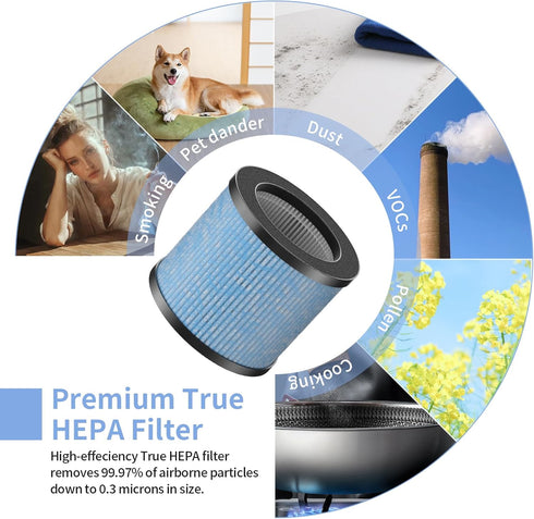 TPAP002 True HEPA Replacement Filter, Compatible with TOPPIN TPAP002 HEPA Purifier Comfy Air C1, Part# TPFF002, 4-IN-1 Filters?2-Pack?...