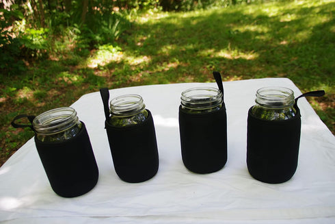 Masun Mason jar Sleeve Wide, and regular mouth quart jars (Black 4 pack)...