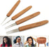 4pc Dreadlock Crochet Needle Hook for Hair Tool 0.75 0.5mm Crochet Hooks Needle for Hair Dreadlocks Bamboo Handle Weaving Needles Steel Crochet Ho...