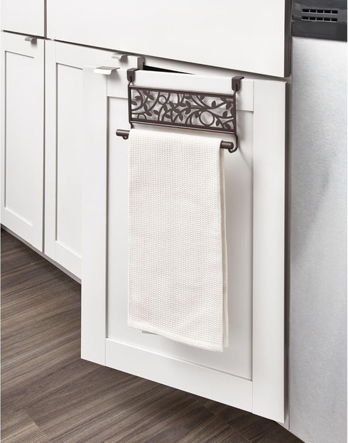 iDesign Vine Over-the-Cabinet Kitchen Dish Towel Bar Holder - Bronze...