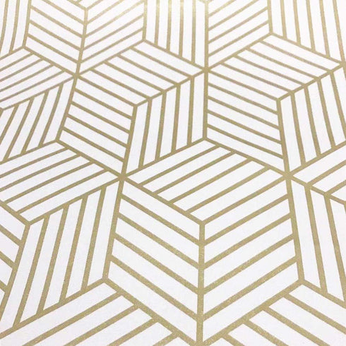 Gold and Beige Geometry Stripped Hexagon Adhesive Decorative Contact Paper Removable Shelf Drawer Liner Sticker Vinyl Film Wall Arts and Crafts De...