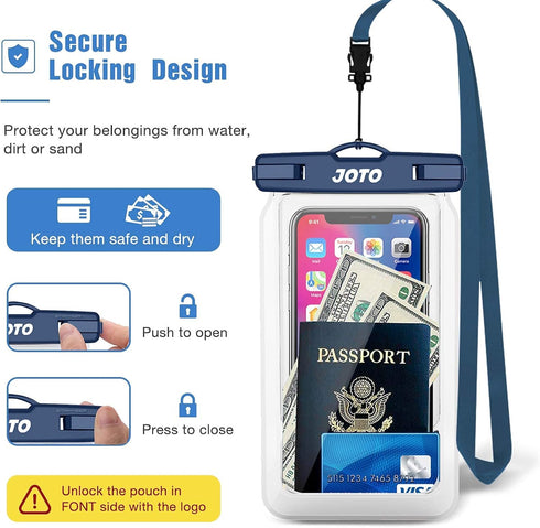 JOTO 2 Pack Floating Waterproof Phone Pouch Up to 7", IPX8 Floatable Underwater Phone Case Cellphone Dry Bag for iPhone 16 15 14 13 12 11 Pro Max ...