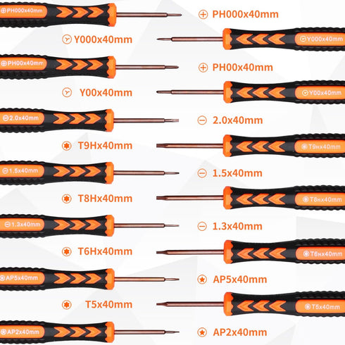 HengTianMei 18-Piece S2 Precision Screwdriver Set with Case- Torx, Phillips, Flat Head, Triangle, Hex, Micro Magnetic Screwdriver Repair Tool Kit ...