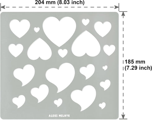 Aleks Melnyk No.203 Metal Stencil for Jewelry, Shape Earring Heart Cutouts Stencil, Lapidary Template for Cabochons, Jewelry making Templates, Bra...