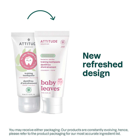 Attitude Baby and Child Fluoride-Free Training Toothpaste, EWG Verified, Naturally Derived Ingredients, Vegan, Strawberry, 2.6 Oz...