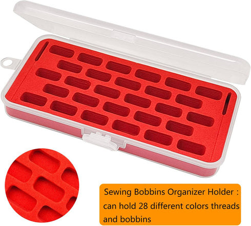 YEQIN Set of 2 Plastic Bobbin Storage Boxes - Sewing Craft Plastic Case Storage Box (Red)...
