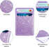 Self Adhesive Card Holders for Back of Phone, Leather RFID Phone Wallet Pockets Stick On, Credit Card Holders Sleeve for Phone Case, Glitter Purpl...