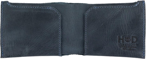 Hide & Drink, Classic Wallet Handmade from Full Grain Leather, Card Organizer, Money Holder, Vintage Pocket, Travel Accessories - Slate Blue...