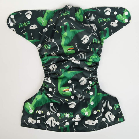 2 to 7 Years Old Junior Big Cloth Diaper Pocket Reusable Washable Baby Toddler (Green Dinosaurs)...
