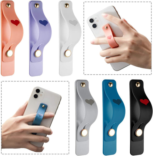6 Pieces Phone Finger Grip Portable Telescopic Finger Strap Bracket Silicone Mobile Phone Ring Stand Grip Strap for Most Mobile(Orange, Blue, Purp...