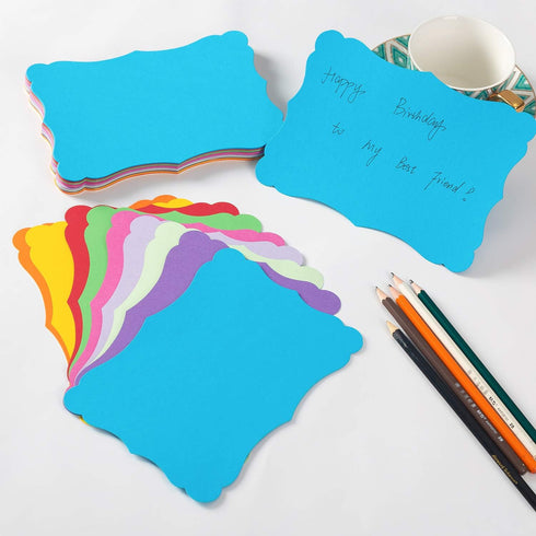 50 Pack Blank Kraft Cards Cardstock Thick Paper Brown Greeting Cards for DIY Gift Card Menus, Baby Shower and Wedding Invitations (Multicolored, 5...