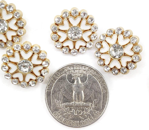 White Enamel Hearts Circle Sewing Shank Buttons 20 Pcs - 18mm, 23/32"...