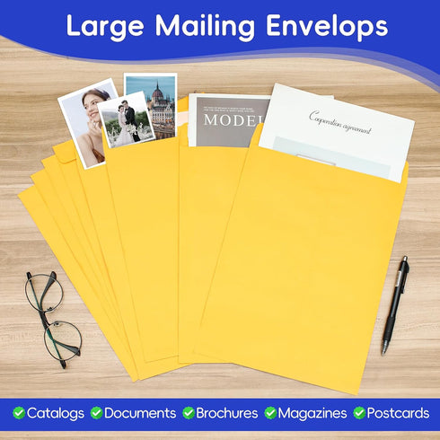 25 Pack 9 x 12 Catalog Mailing Envelopes, Self-Seal Brown Kraft Manilla Envelopes for Mailing, Organize, storage, Home, Office Business...
