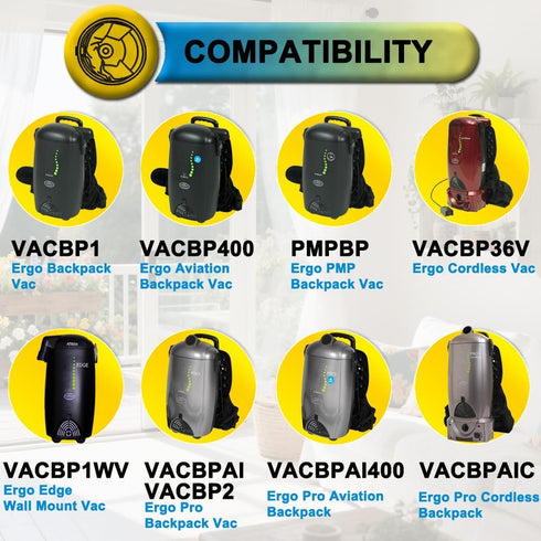 SpaceTent 6 Pack Ergo Backpack Vacuum Bags part# VACBP6, compatible with 8-Quart Atrix Ergo Backpack Vacuum, Model #: VACBP1, VACBP36V, VACBPAI....
