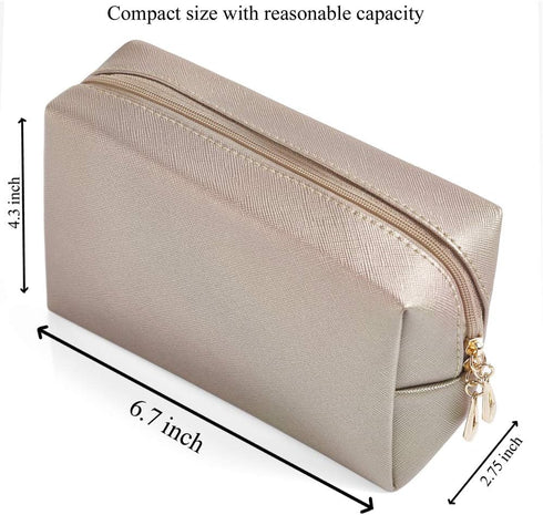 PU Leather Cosmetic Bag for Women Minimalism Makeup Bag for Daily Use Portable Storage Purse Small Neat Cosmetic Pouch Water-resistant Toiletry Ba...