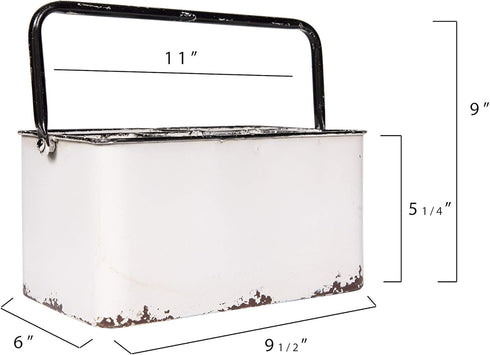 Creative Co-Op Distressed White Metal Caddy with 6 Compartments...