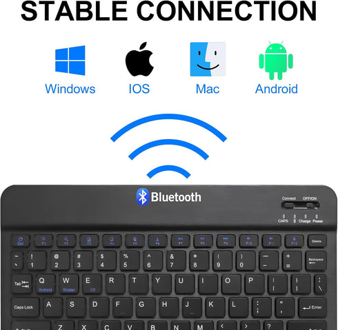 Ultra-Slim Bluetooth Keyboard Compatible with iPad, iPad Air, iPad Pro, iPad Mini, Wireless Keyboard Compatible with Tablet, Apple iPhone, MAC, La...