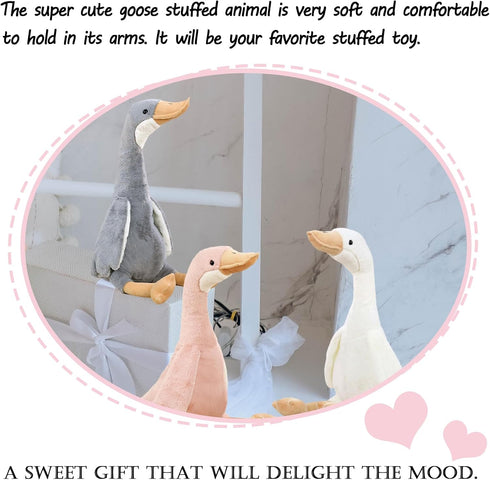 19.7" Goose Stuffed Animal Plush Kawaii Swan Toy Soft Doll for Girls Boys, Pink...