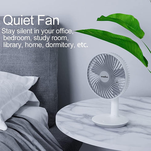 6-Inch Rechargeable Small Desk Fan, Portable Battery-Operated Table Electric Fan with 4 Speed Levels, Personal Mini Fan for Home Bed Study Room Be...